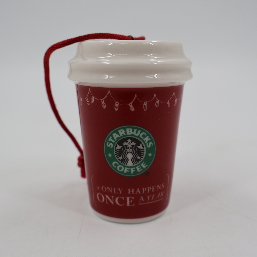 Starbucks Coffee Cup Ornament Red 2005 Holiday Ceramic Mini Cup